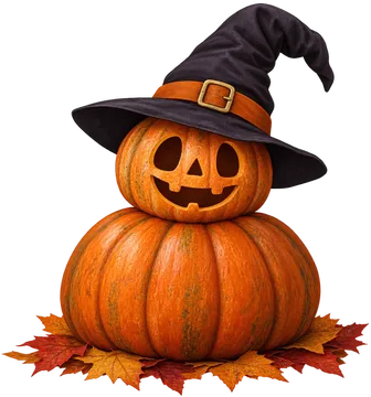 Personnage en citrouilles avec un chapeau de sorcière